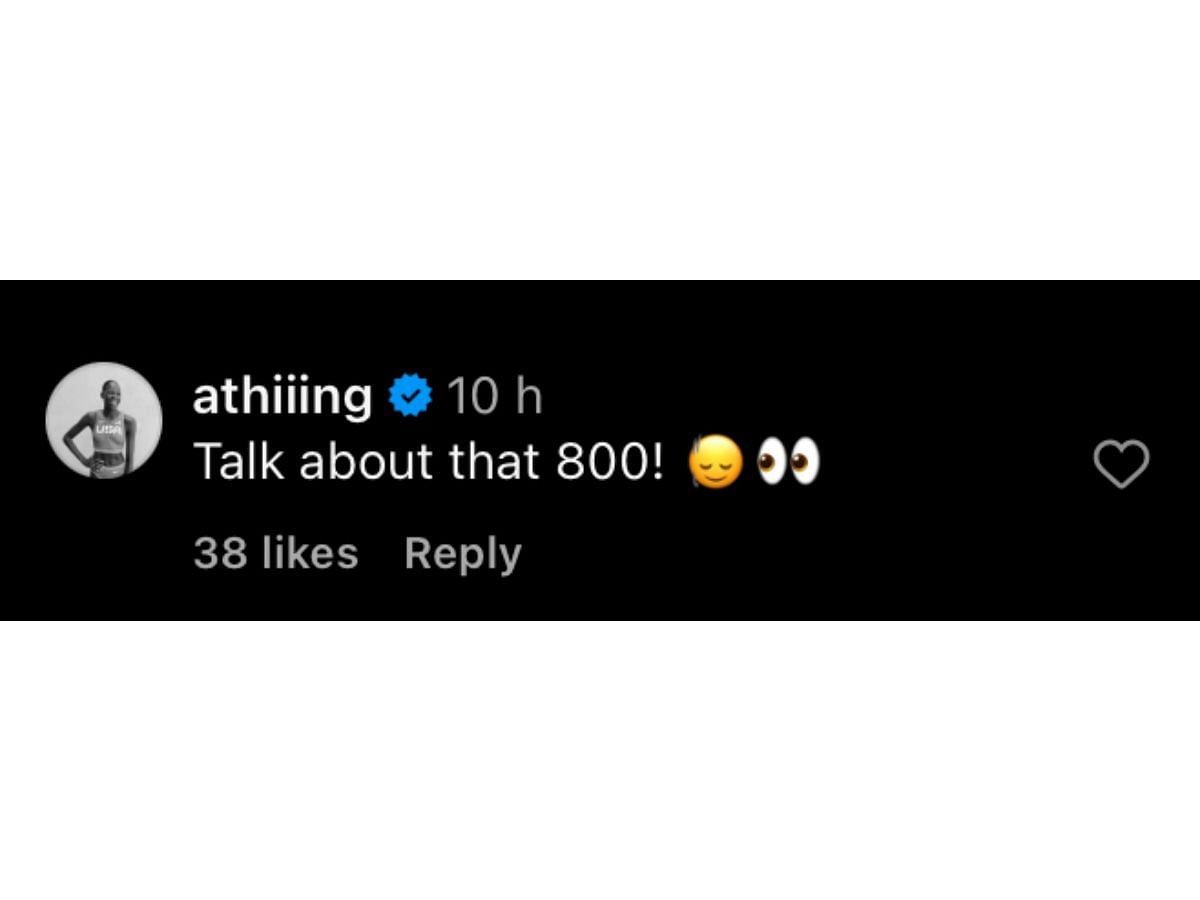 Athing Mu’s comment. Credits: Instagram/@usatf
